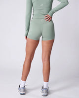 Long Sleeve Active Top In Matcha + High Waist Active Shorts In Matcha