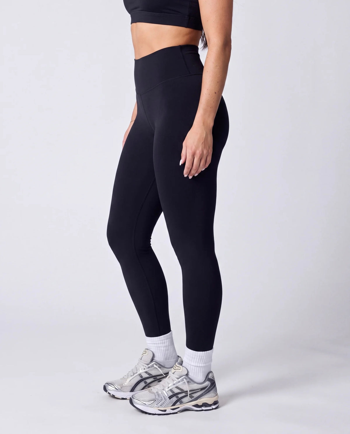 Long Sleeve Zip Up Jacket In Black + Elevate Legging in Black