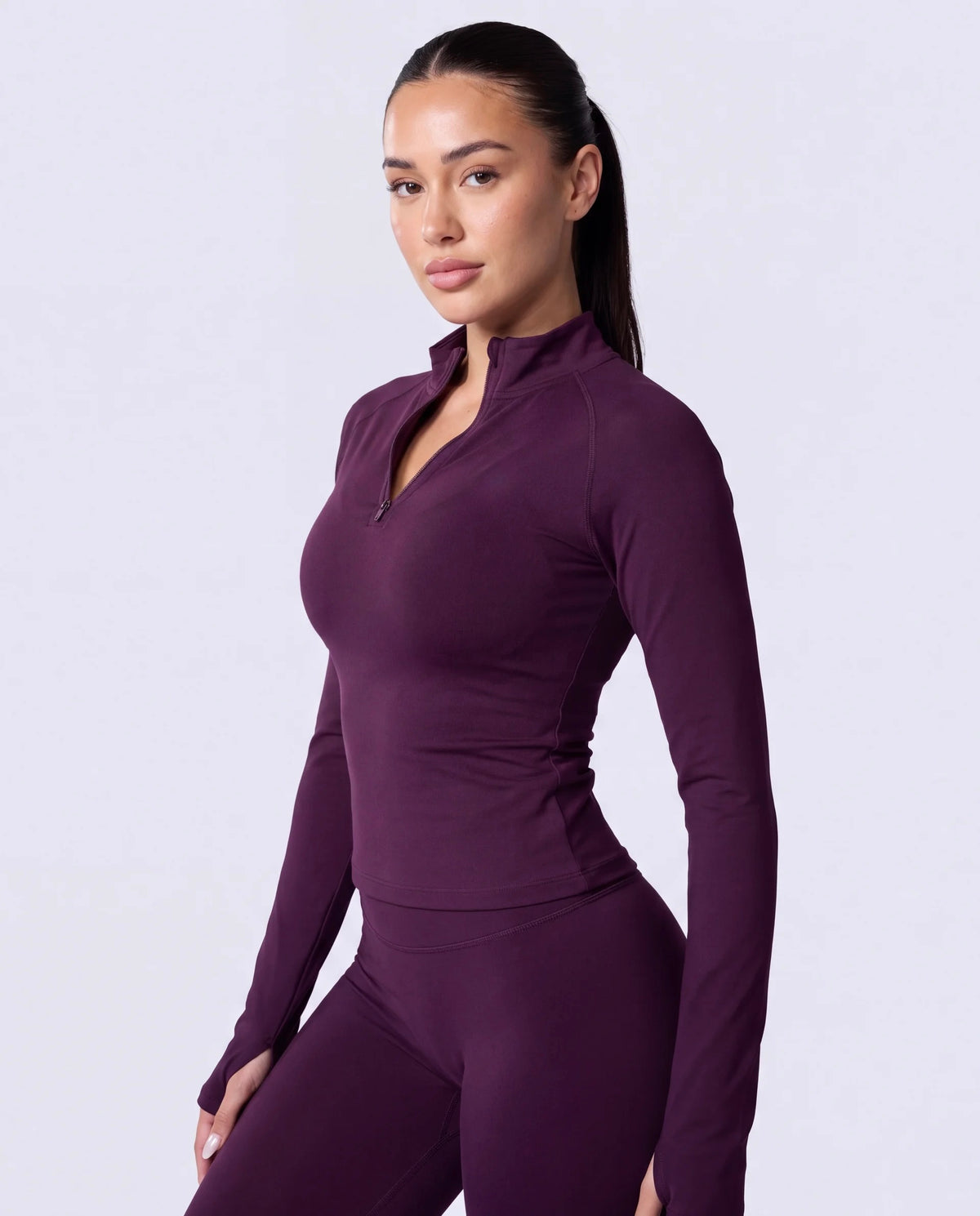 Sculpt 1/4 Zip Up In Grape + Intensity Legging In Grape