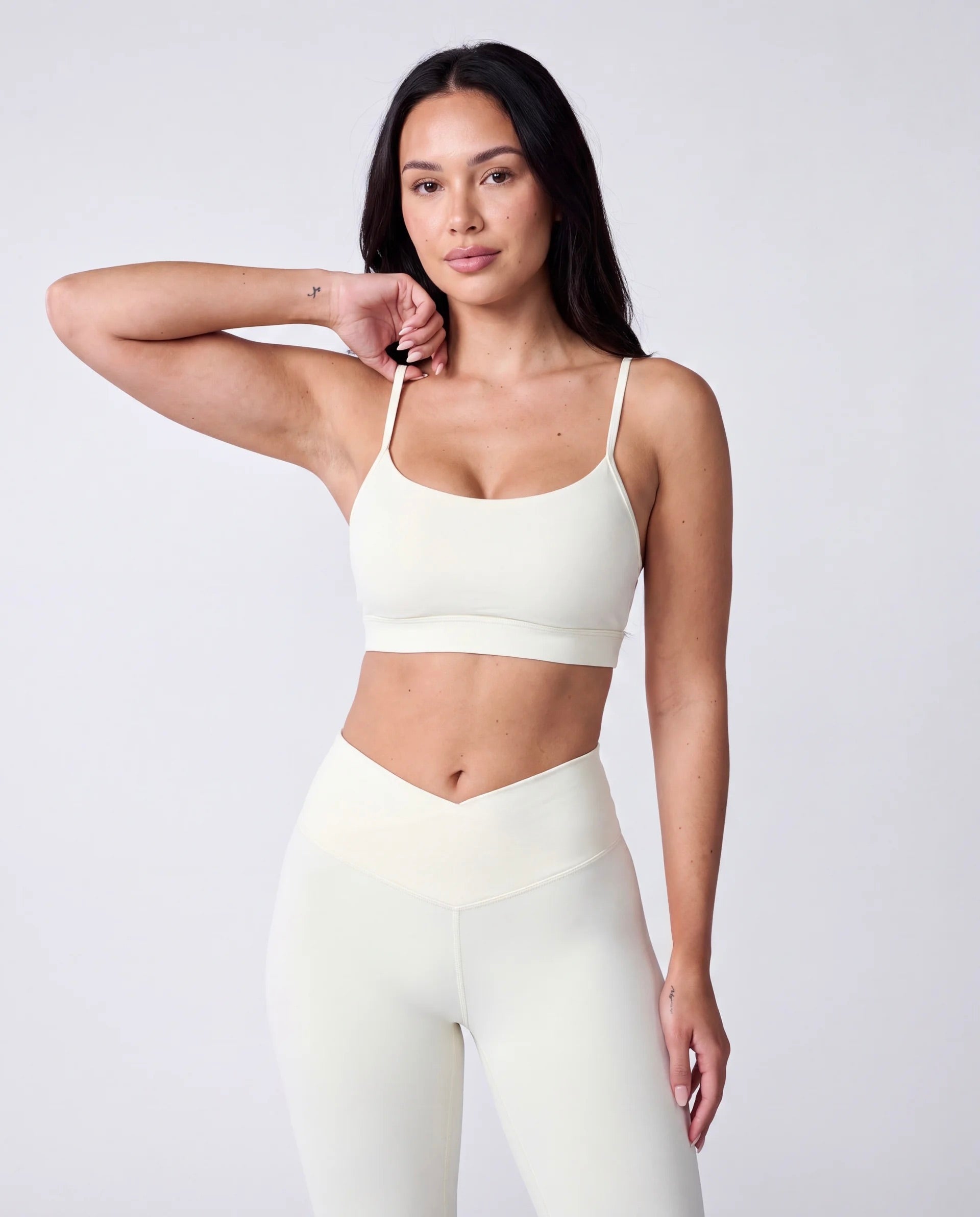 Racerback Sports Bra + Balance Leggings In Butter Yellow