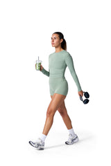 High Waist Active Shorts In Matcha