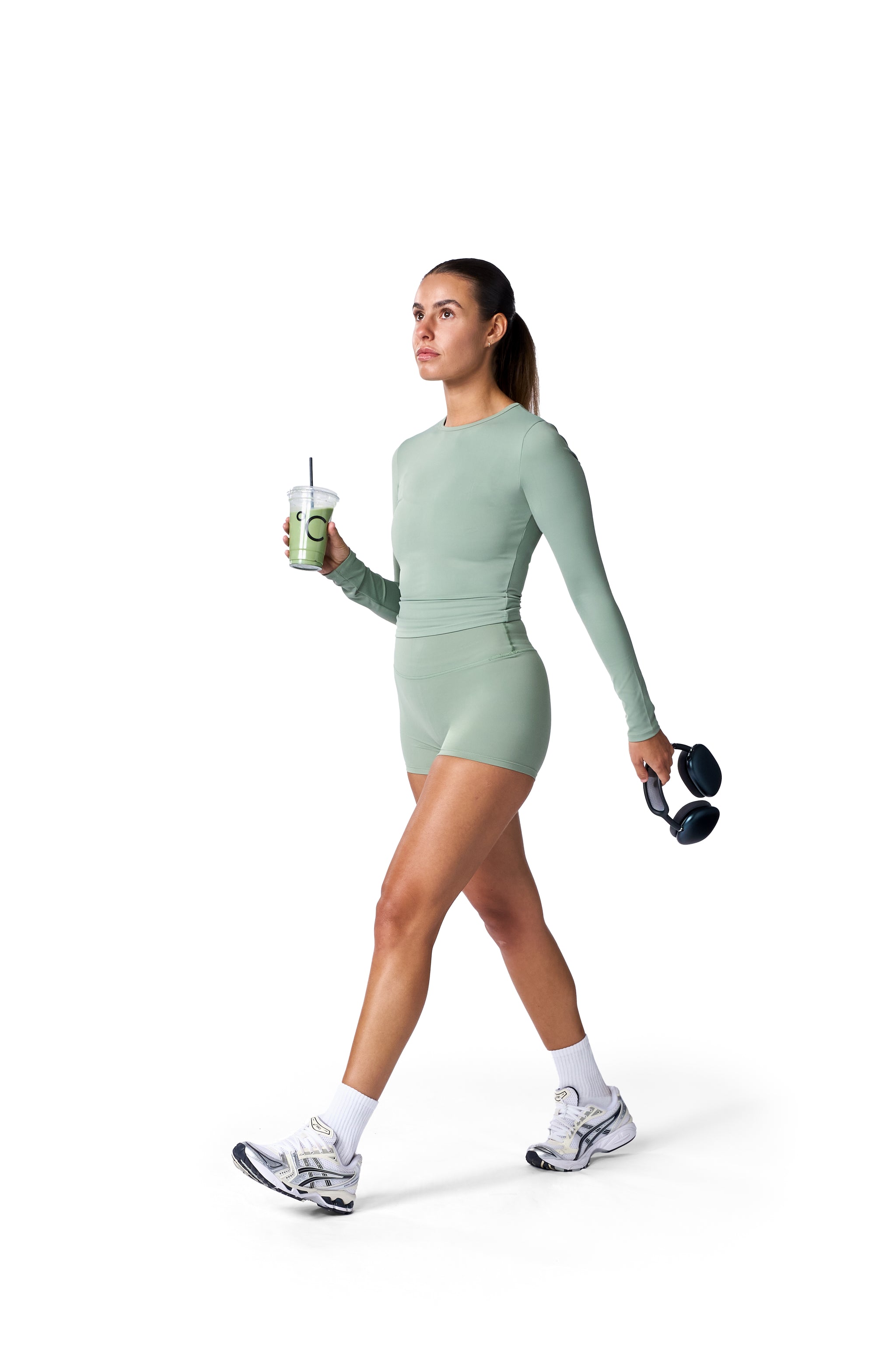 High Waist Active Shorts In Matcha