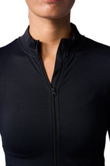 Long Sleeve Zip Up Jacket In Black
