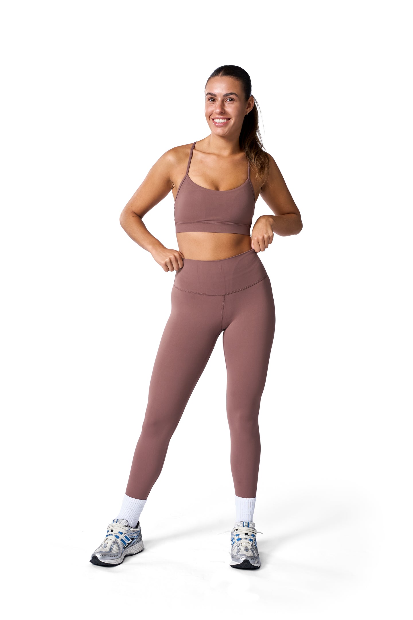 Soft Active Racerback Sports Bra In Cocao