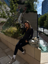 Long Sleeve Zip Up Jacket In Black + Elevate Legging in Black