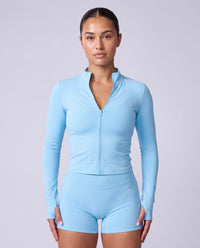 Super Sculpt Zip Up Jacket In Sky Blue + Super Sculpt Shorts In Sky Blue