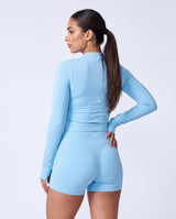 Super Sculpt Zip Up Jacket In Sky Blue + Super Sculpt Shorts In Sky Blue