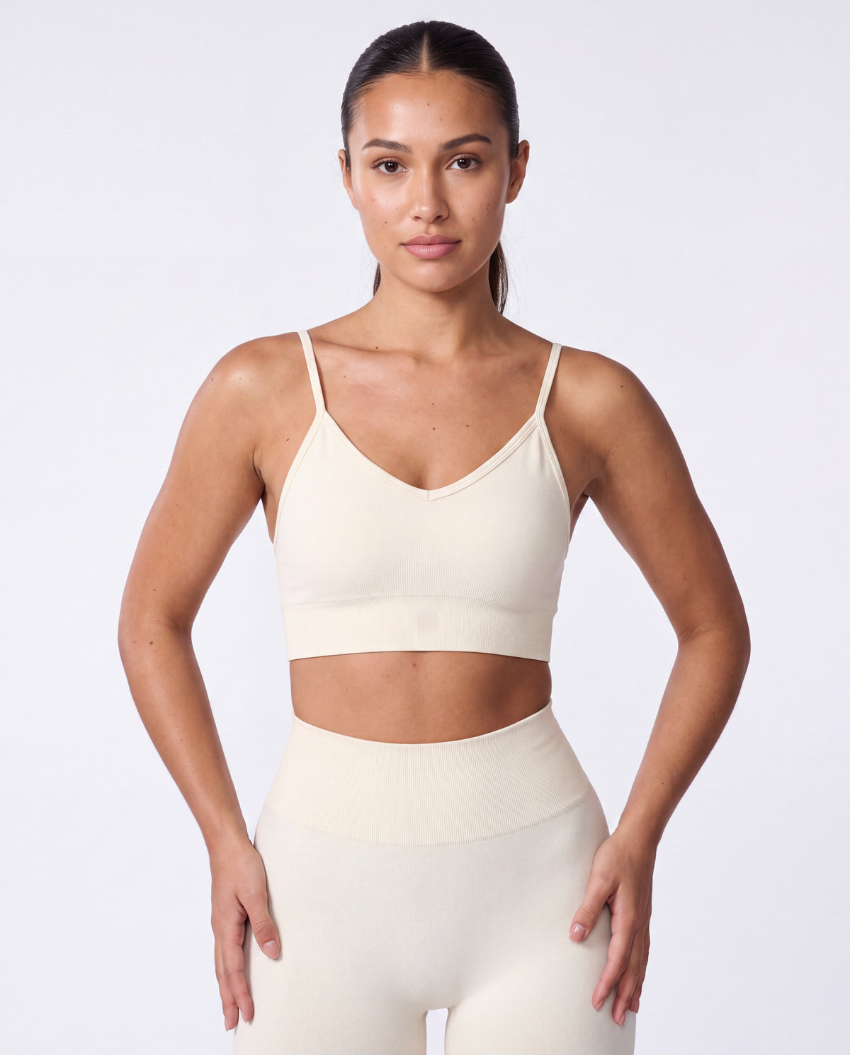 Super Sculpt V-Neck Sports Bra In Lemon + Super Sculpt Seamless Leggings In Lemon