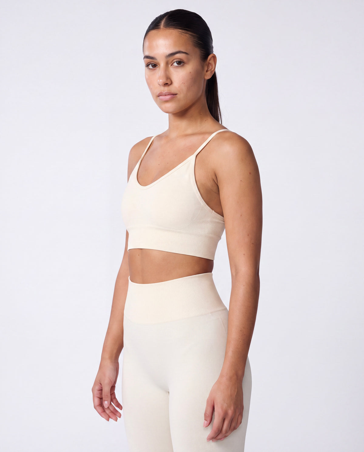 Super Sculpt V-Neck Sports Bra In Lemon + Super Sculpt Seamless Leggings In Lemon